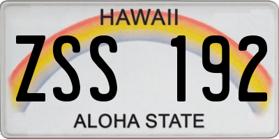 HI license plate ZSS192