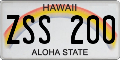 HI license plate ZSS200