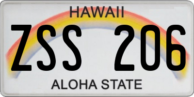 HI license plate ZSS206