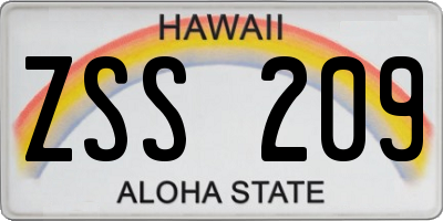 HI license plate ZSS209