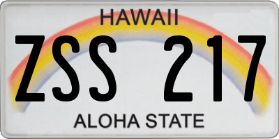 HI license plate ZSS217