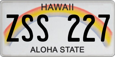 HI license plate ZSS227