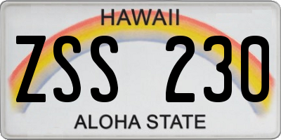 HI license plate ZSS230