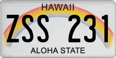 HI license plate ZSS231