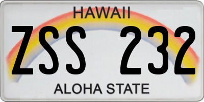 HI license plate ZSS232