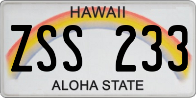 HI license plate ZSS233