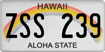 HI license plate ZSS239