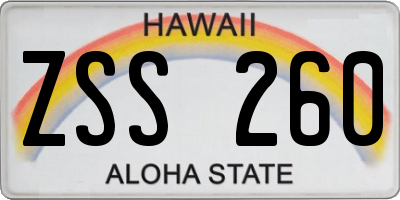 HI license plate ZSS260