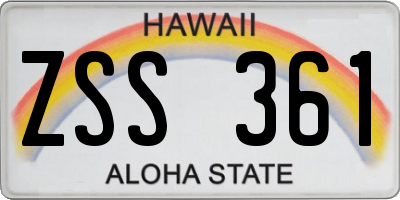 HI license plate ZSS361