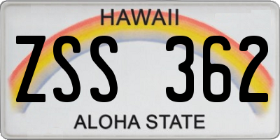 HI license plate ZSS362