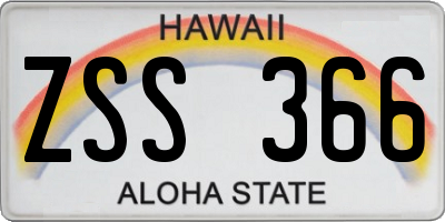 HI license plate ZSS366