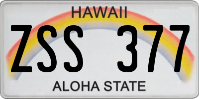 HI license plate ZSS377