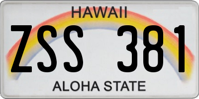 HI license plate ZSS381