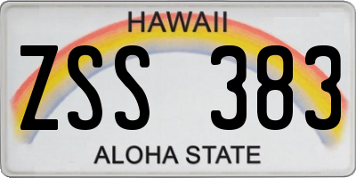 HI license plate ZSS383