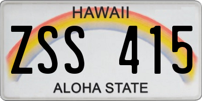 HI license plate ZSS415