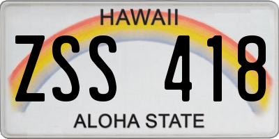 HI license plate ZSS418