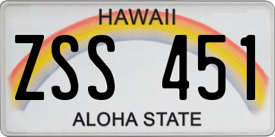 HI license plate ZSS451