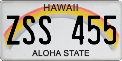 HI license plate ZSS455