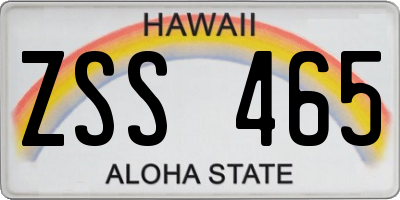 HI license plate ZSS465