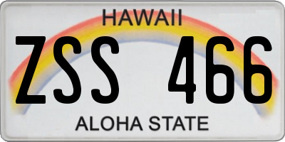 HI license plate ZSS466