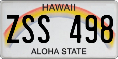 HI license plate ZSS498
