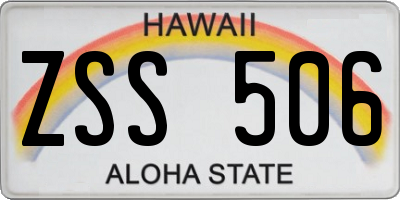 HI license plate ZSS506