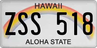HI license plate ZSS518