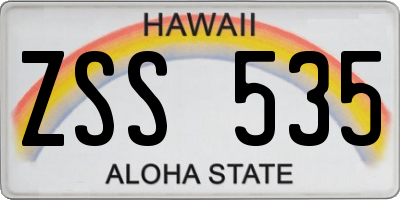HI license plate ZSS535
