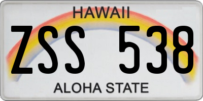 HI license plate ZSS538