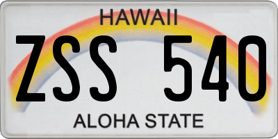 HI license plate ZSS540