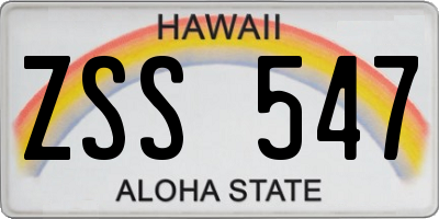 HI license plate ZSS547