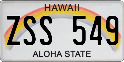 HI license plate ZSS549
