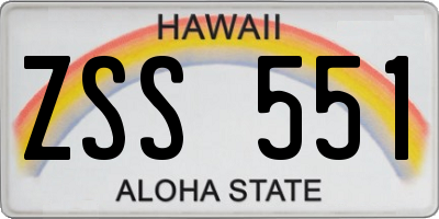 HI license plate ZSS551
