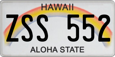 HI license plate ZSS552