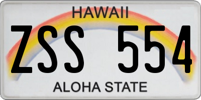 HI license plate ZSS554