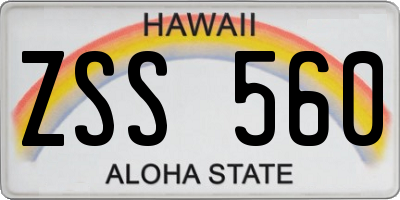HI license plate ZSS560