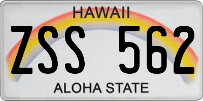 HI license plate ZSS562