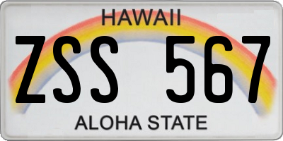 HI license plate ZSS567