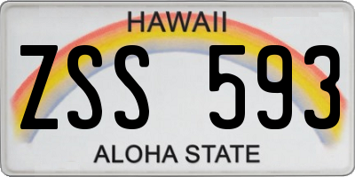 HI license plate ZSS593