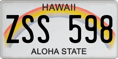 HI license plate ZSS598