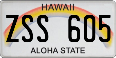 HI license plate ZSS605