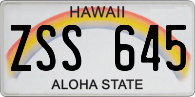 HI license plate ZSS645