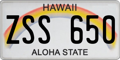 HI license plate ZSS650