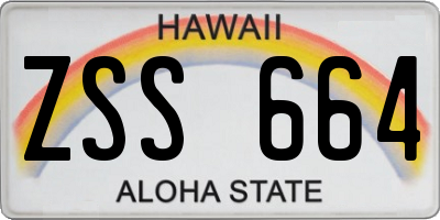 HI license plate ZSS664