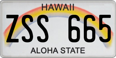 HI license plate ZSS665