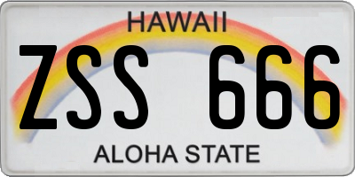 HI license plate ZSS666