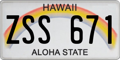 HI license plate ZSS671