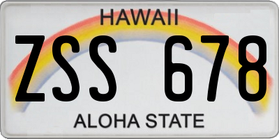 HI license plate ZSS678