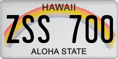 HI license plate ZSS700