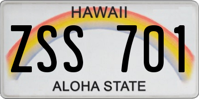 HI license plate ZSS701